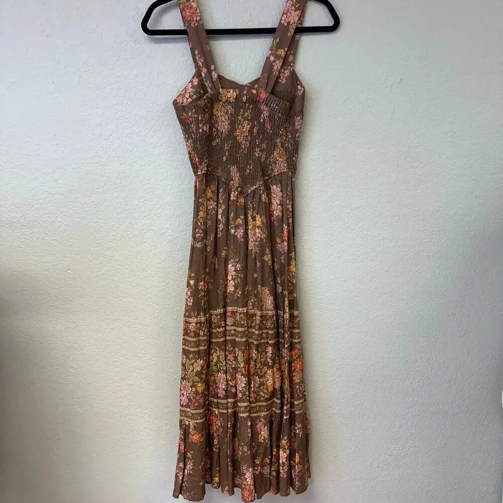 Spell meadowland linen brown midi sundress xxs - Picture 5 of 9